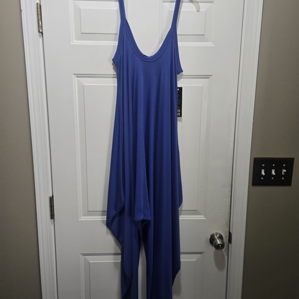 Blue Sleeveless Drape Dress